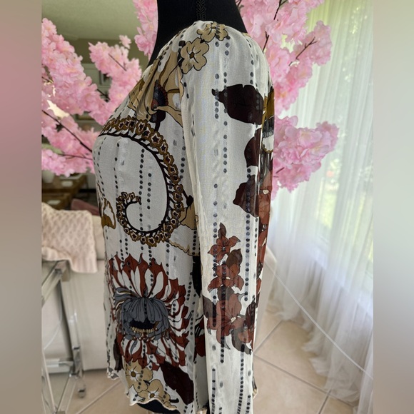 Hale Bob Top Silk Tulle Beige Brown Sample size= small - Picture 6 of 8